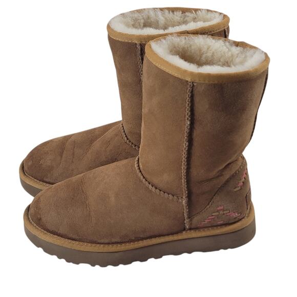 UGG Classic Suede Rustic Weave Boots Size 6 - Picture 2 of 9